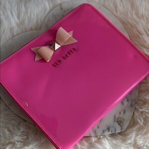 Ted Baker Vibrant Pink 10”x8” skinny Pouch/Clutch with Bow Detail